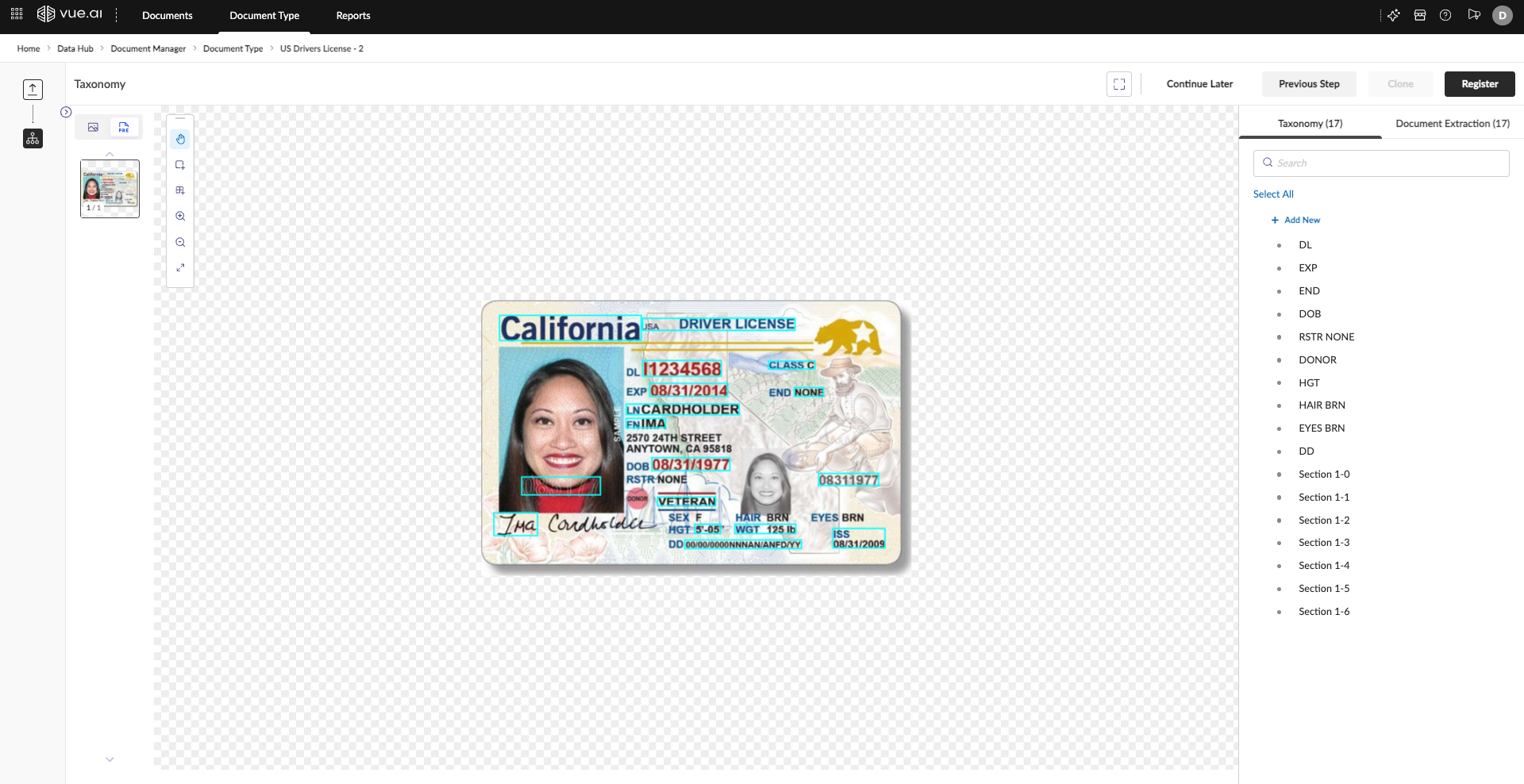 The initial 0-shot extraction result in the annotation interface.