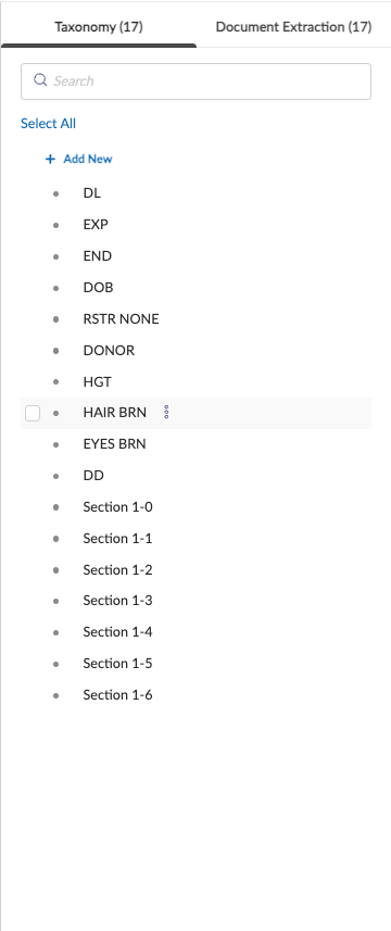 A crop of the initial 0-shot taxonomy list.