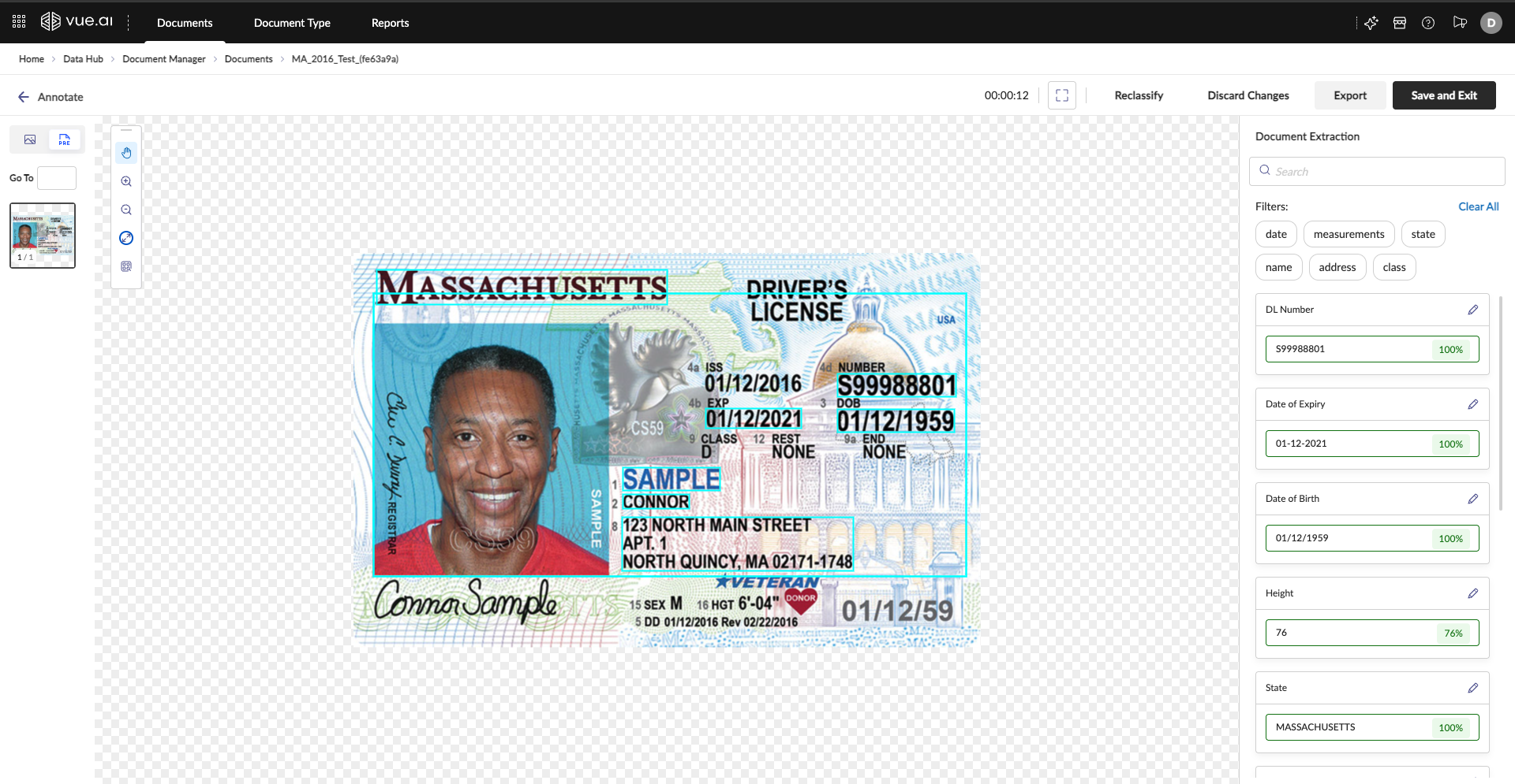 The main annotation interface with its three-panel layout.
